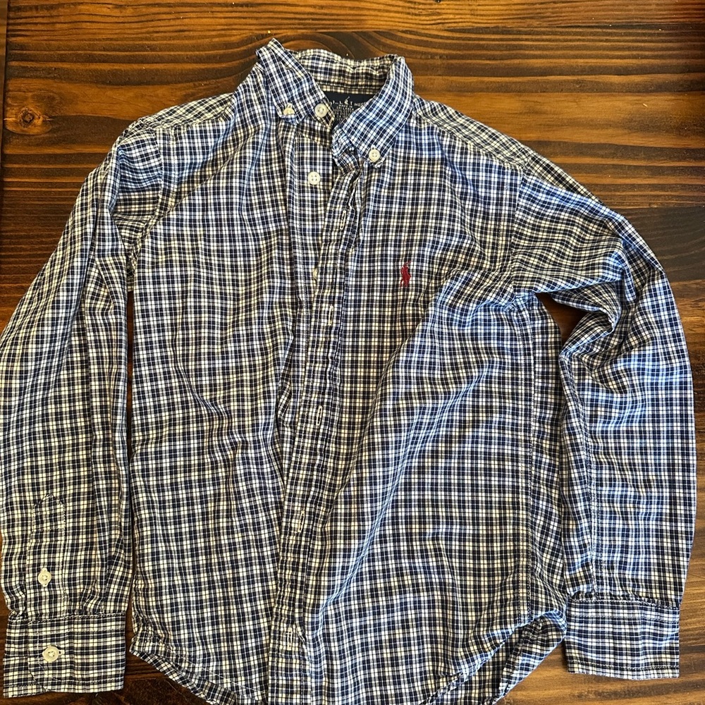 Ralph Lauren Boy's Navy and White Plaid Shirt